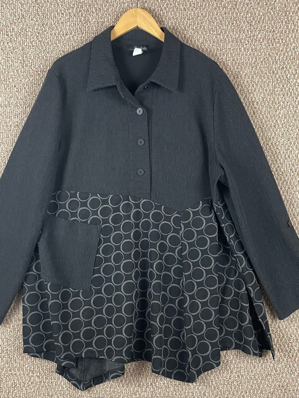 Moonlight Clothing by Y&S Fashion Tunic 2X Artistic Ribbed Geometric Pocket B2